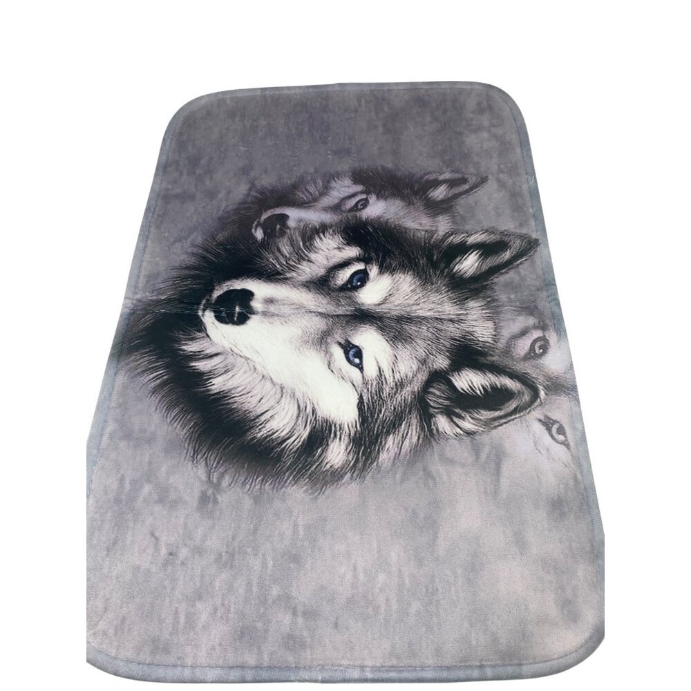 Wolf Love Design Bathroom Doormat‎ Anti Slip Backing 100% Polyester Grey